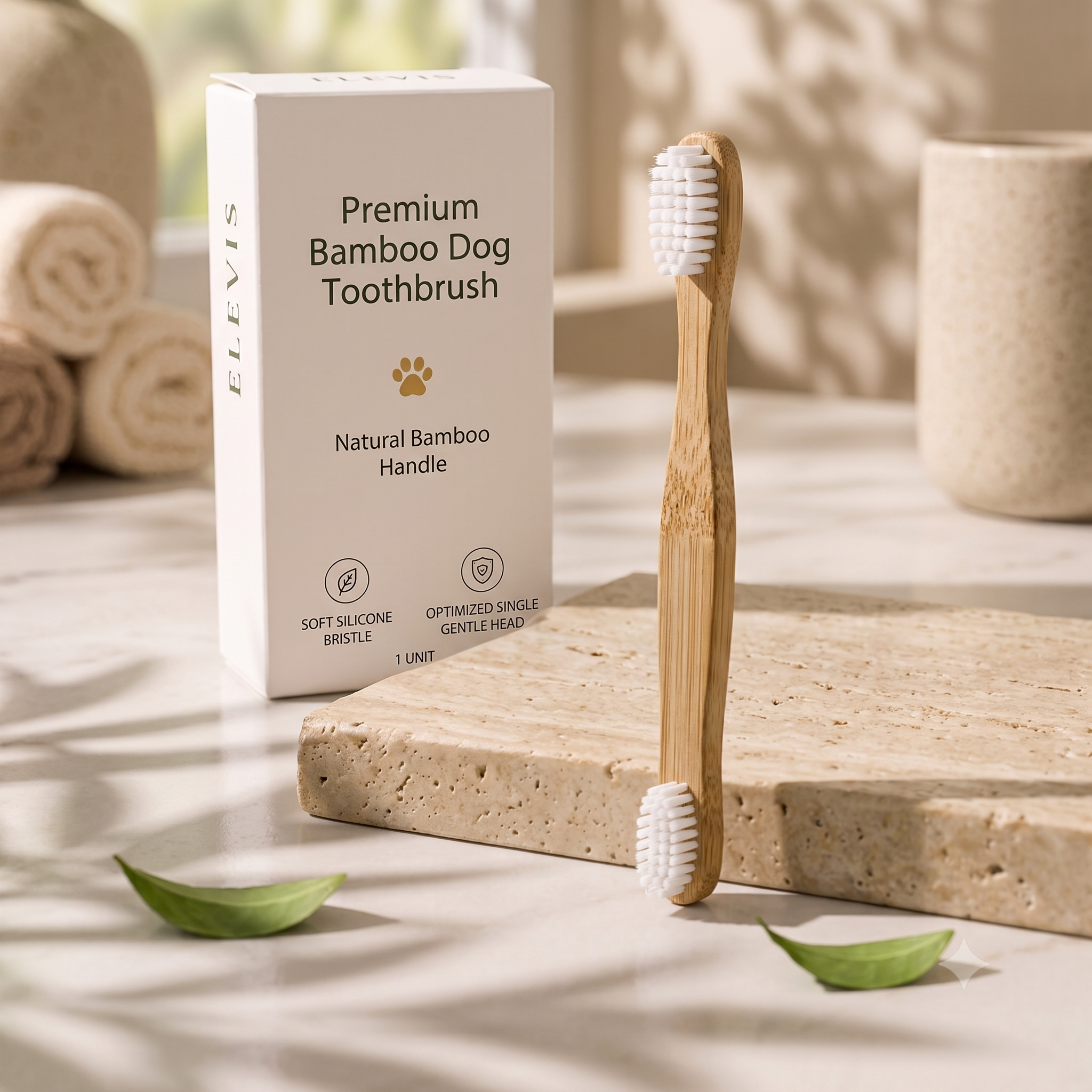 ELEVIS Premium Bamboo Dog Toothbrush